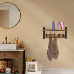 Sorbus Coat Hooks Wall Mount with Shelf – 16 Inch Coat Rack Wall Mount with 5 Heavy Duty Hooks – Floating Wall Shelf with Hooks for Entryway, Bathroom, Bedroom, Kitchen, or Mudroom (Rustic Brown)