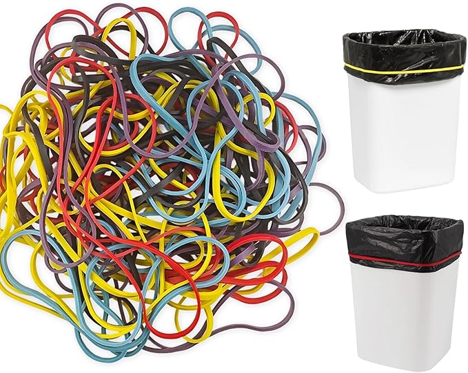 100Pack Trash Can Rubber Bands,5 Colors Large Rubber Bands,Heavy Duty,Reusable Elastic Bands for 13-30 Gallon Bins for Office Supplies File Folders Box Books,Bundle Rugs, BBQ Covers