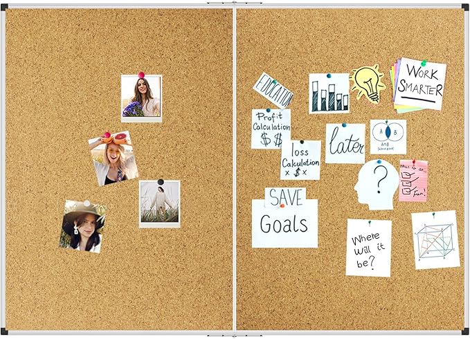 XBoard Large Cork Bulletin Board 60 x 48 Inch, Push Pin Corkboard with Aluminum Frame, 5' x 4' Message Notice Board for School, Home & Office Wall Display and Organization