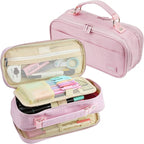 JOINPRO Pencil Case, Large Capacity Pencil Case Organizer; Double Zipper Storage Bag; Big Pencil Pouch for College School Office Teen Girl Boy Men Women Adult