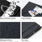 Ospelelf 3 Ring Clipboard Binder 1 Inch Leather for Letter Size (8.5" x 11"), Clipboard Binder with 5 Tab Dividers, Black