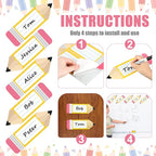 56 Pcs Name Tags for Desk Pencils Classroom Names Label Sticker Back to School Locker Name Tag Plate Colorful Desk Names Tag for Bulletin Board Teacher First Day of School Student Party Decor