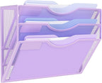 Kuntine.B Wall File Organizer Office Hanging Magazine Holder Wall File Organizer for Office Home (Purple, 3 Tier)
