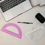 Zonon 100 Pack 6 Inch Plastic Protractor Christian Charity Donation 180 Degrees Pink Blue Clear Protractors for Classroom School Math Teacher Student Office Supplies Christmas Operation Gifts