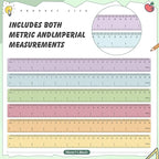 ForraFun 120 Pcs 12 Inch Plastic Ruler Bulk Colorful Transparent Ruler with Imperial and Metric Scales for Back School Office Supplies Home Tool Operation Measuring Drawing(Pastel)