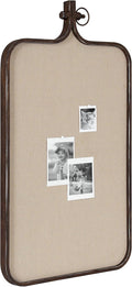 Kate and Laurel Yitro Modern Farmhouse Metal Rectangle Decorative Pinboard, 20 x 35, Rustic Bronze, Industrial Rectangular Bulletin Board with Unique Ornamental Crown