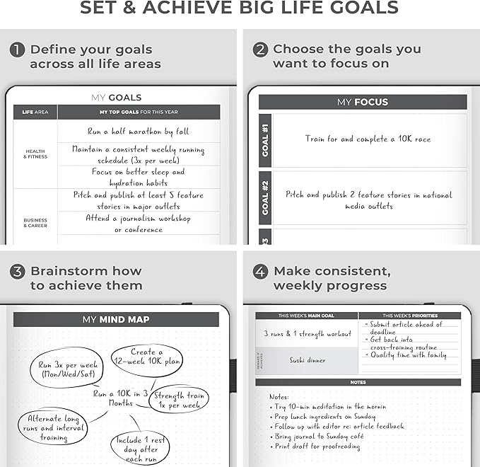 Clever Fox Planner Large – Undated Weekly & Monthly Planner for Productivity, Time Management & Goals – Organizer Journal – 7x10” (Black)