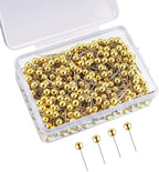 WILLBOND 500 Pack Map Push Pins Map Tacks Small Round Head Push Pins Thumb Tacks for Travel Picture Photo Bulletin Board Wall DIY Craft School Office Home(Golden,1/8 Inch)