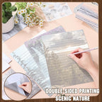 TaoBary 160 Pcs Stationery Paper Set 50 Double Sided Stationery Papers with 50 Matching Envelopes and 60 Round Dot Sticker, 10 Design(Natural Scenery,8.5 x 11 Inch)