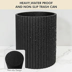 DoveeDosa Black Luxury Stone Bathroom Trash Can, Modern Bathroom Office Trash Can, Resin Wastebasket, Garbage Receptacle Bin for Bathrooms, Offices, Powder Rooms, Kitchens (Black)