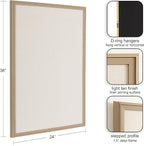Kate and Laurel Oakhurst Rectangle Framed Linen Fabric Pinboard; 24 x 36; Light Tan; Traditional Decorative Bulletin Board with Stepped Profile and Lightly Distressed Finish