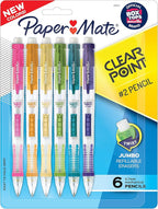 Paper Mate Clearpoint Mechanical Pencils, 0.7mm HB #2 Pencils, Assorted Barrel Colors, 6 Count - For Teacher, Office, School Supplies, Drawing, Drafting