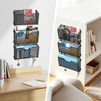 SUPEASY 6 Single Mail Organizer Wall Mounted, Wall File Organizer, Hanging File Organizer with Hooks, Mail Oganizer Binder Holder for Home Office (with 14 Adhesive Hooks)