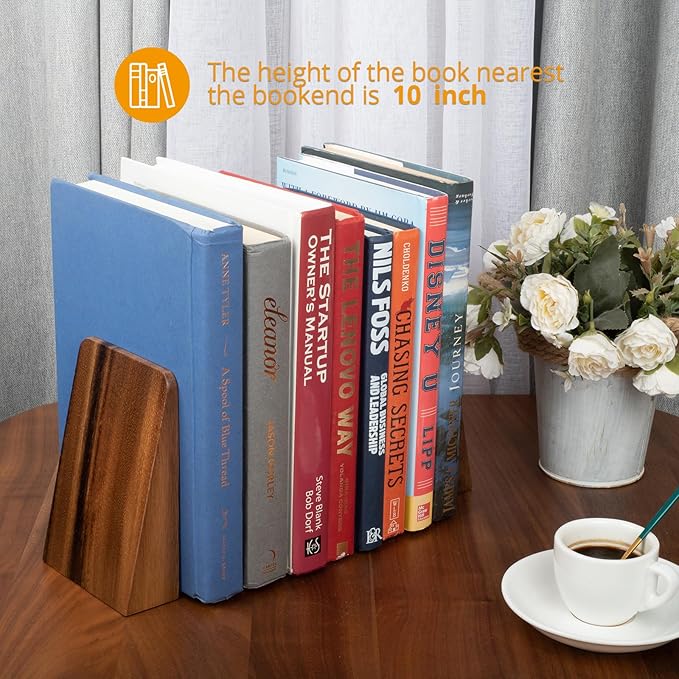 DRELIFAM Walnut Book Ends Heavy Duty Handmade Bookends for Shelves Book Ends Decorative to Hold Heavy Books (Walnut Wood Small)