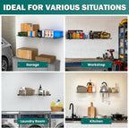 EVERHANGER Garage Wall Shelves 12x24 Inch, Wall Mounted Storage Shelf, Metal Shelf Rack, Heavy-Duty Shelf Organizer 2 Pack, Black