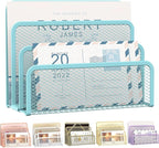 SUPEASY Mail Organizer for Desk, Mesh Metal Mail Holder Countertop with 3-Slot, Letter Sorter File Holder, Office Envelope Organizer for Mails (Blue)
