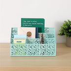 DINGTAI Modern Countertop Organizer, Desk Accessories - Organizer for Bills, Letters, Papers - Mail Sorter, Pencil Holder (Blue)