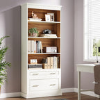 Tribesigns Way to Origin 2-Drawer Vertical File Cabinet for Letter Size, Moder Filing Cabinet with 5-Tier Bookshelf, Large Printer Stand with Open Storage Shelves for Home Office (White)