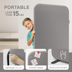DECOLAB Standing Wall Room Dividers, Portable Partition for Room Separation, Studio, Office, Bedroom, Pinnable Magnetic Frame, 29"x65", Sterling