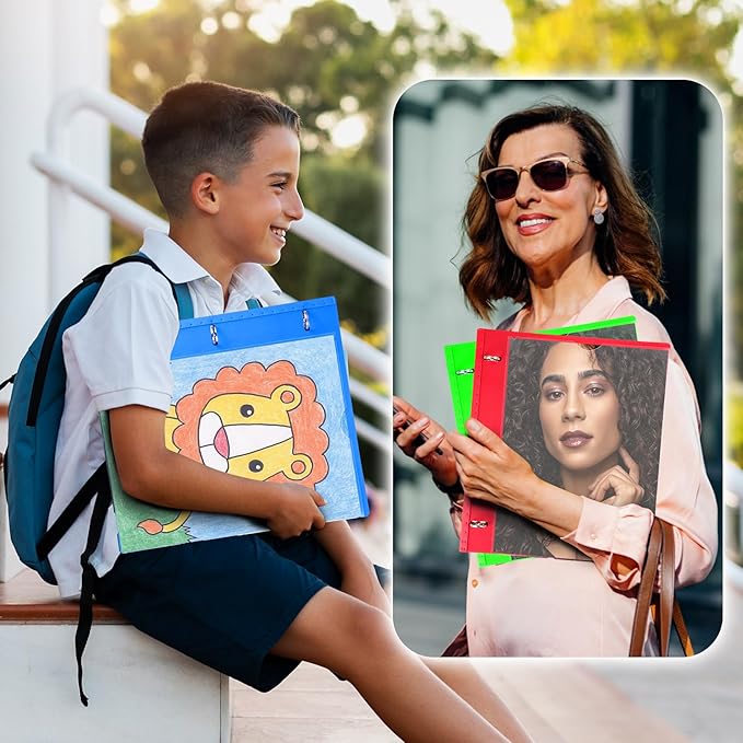 WOT I 1 Inch Telescoping 3 Ring Binder 12 Pack, Expandable Flexible Binder with Customizable Front Cover & Clear Catalog Pocket, Holds 225 Sheets, Assorted Colors, School Office Supplies