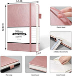 Annecy Lined Journal Notebook, Hardcover Leather Journal for Women & Men, 160 Numbered Pages, Medium 5.5" x 8.25", 100 GSM Thick Paper, Rose Gold