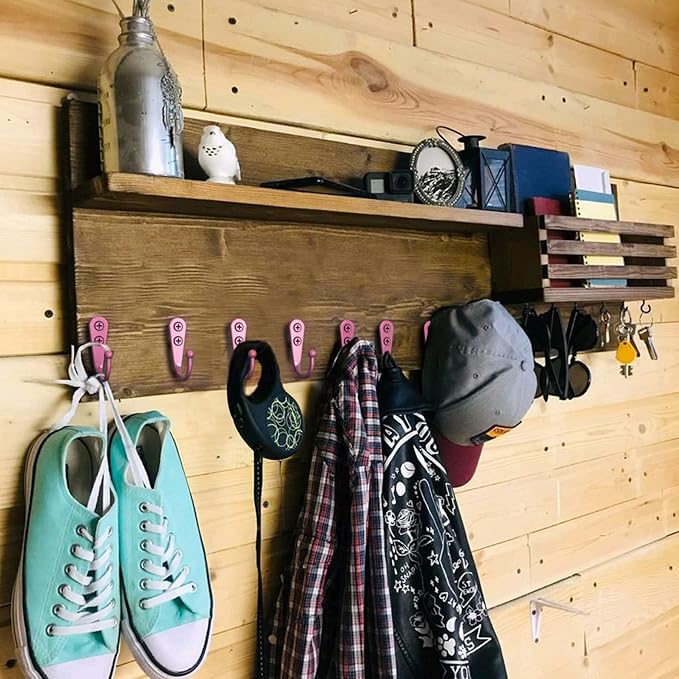 ZAYBOD 15-Pack Coat Hooks with 30 Screws | Heavy Duty Wall Mounted for Robe, Backpack & Keys | Entryway, Bathroom, Bedroom Hanging Hardware (Pastel Pink)