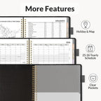 SUNEE 2026 Weekly & Monthly Planner 6.4"x8.5"- 12 Month (January 2026 - December 2026), Vegan Leather Cover, Pocket, Bookmark, Notes, Monthly Tab, Black