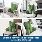 Ailuteie Lumbar Support Pillow(Pat. Pend) for Lower Back Pain Relief – Multi-Functional Ergonomic Lumbar Cushion, Reading Pillow for Office Chair, Car Seat & Sofa,Olive Green