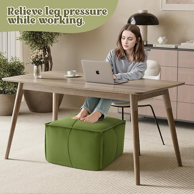 MeMoreCool Stuffed Round Pouf Ottoman Foot Rest, Floor Pouf Foot Stool with Soft Foam Chunk Filling, Small Round Ottoman Footstool Circle Footrest for Living Room