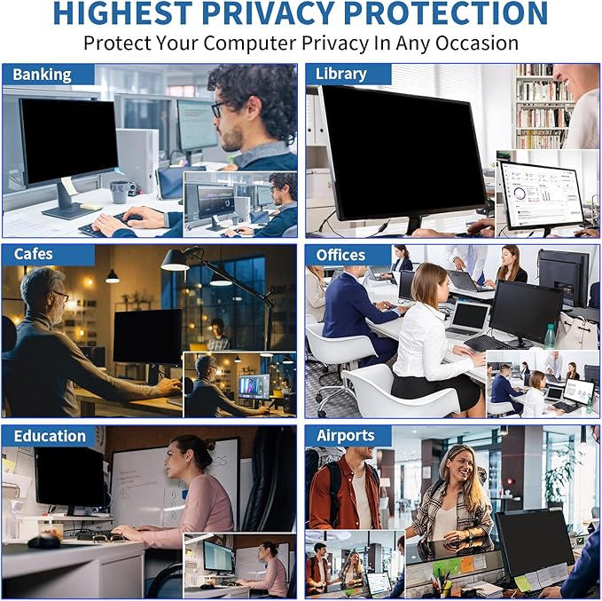 DEJIMAX 22 Inch Computer Privacy Screen for 16:10 Computer Monitor, Anti-Blue Light Monitor Privacy Screen Filter, Anti-UV Computer Shield, Hanging Type