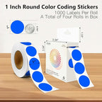 Blue 1 Inch Round Color Coding Labels with 4000 Dots, 4 Rolls - Bright Color Dot Stickers for File Folders, Inventory System - Highly Visible