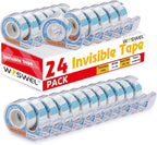 WOSWEL Tape Refills with Dispenser, 24 Roll Invisible Tapes, 3/4 Inch X 600 in, Gift Wrapping Tapes Supplier for Valentine's Day Home School Office Use