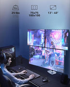 Ergounion Triple Monitor Mount, Holds Screens up to 40 Inches and 25 lbs, Fully Adjustable 3 Monitor Desk Mount with C-Clamp and Grommet Base, Aluminum, Silver