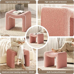 ZYKZYK Ottoman Vanity Seat, Plush Velvet Backless Stool and Small Foot Rest, Modern Accent Seating for Bedroom, Makeup Table or Living Room, Pink