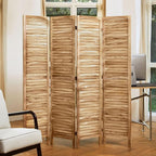 Room Dividers and Folding Privacy Screens, Wood Louvered Separators Divider Wall for Home Office Bedroom - 4 Panels, 67 * 60inch (Wood)