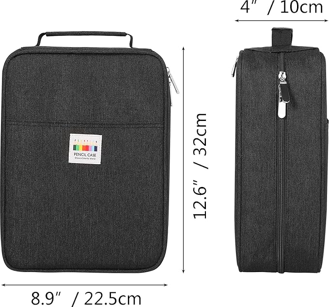 JAKAGO 274 Slots Colored Pencil Case Large Capacity Pen Holder for Artist Painter Zipper Organizer Bag for Marker Highlighter Storage Case for Office Sketch Travel Supplies(Black)