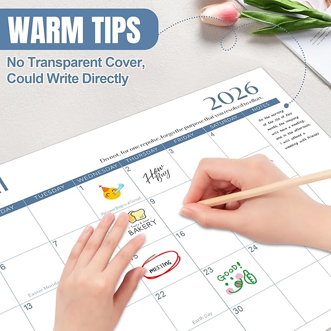 Gannyfer Desk Calendar 2026 with Desktop Mat, Simplified Large 22" x 17" Desktop Pad Calendar, 18 Month Desk Calendar 2026-2027, Use Jan 2026 to Jun 2027, Office Supplies Perfect for Home School and Office - Blue