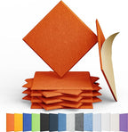 Amantech 12 Pack Acoustic Panels Self Adhesive Sound Proof Foam, High Density Sound Acoustic Panel, 12X12X0.4 Inch Square Panels in Home, Office, Reccording Room, Studio,and More(Orange-Red)