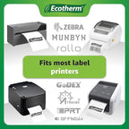 2.25" x 2.25" Thermal Labels | 4 Rolls | 2800 Labels | fits Zebra, Munbyn, Rollo, Godex, Arkscan, iDPRT, Offnova Thermal Label Printers and More | Blank White Adhesive Stickers by Ecotherm