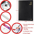 2026 Monthly Planner/Calendar - Jan 2026 - Dec 2026, Monthly Planner 2026, 12 Months, Faux Leather, 8.86" x 11.4", 15 Notes Pages, Strong Twin - Wire Binding, Tabs, Perfect Organizer - Black