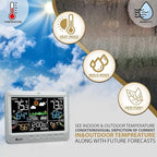 Weather Station Indoor Outdoor Thermometer Wireless, Home Atomic Clock with Large Constant Display, Inside Outside Temperature Humidity Monitor, Dew Heat Point, Barometer Grey