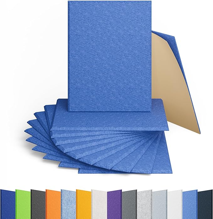 Amantech 12 Pack Acoustic Panels Self Adhesive Sound Proof Foam, High Density Sound Acoustic Panel, 16X12X0.4 Inch 4:3 Rectangle Panels in Home, Office, Reccording Room, Studio,and more(Sky Blue)