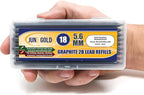 June Gold 18 Pieces, 5.6 mm 2B Lead Refills, 120 mm Length, Extreme Bold Thickness, Break Resistant Lead/Graphite