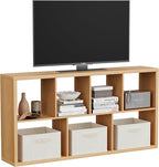 Jpiziso 7 Cube Storage Organizer, Cube Shelf with Heavy-Duty Thick Boards, 25.12" L x 9.37" W x 48.74" H, Smooth Easy-Clean Panels, Simple Assembly, for Living Room Bedroom Office, Natural-Oak