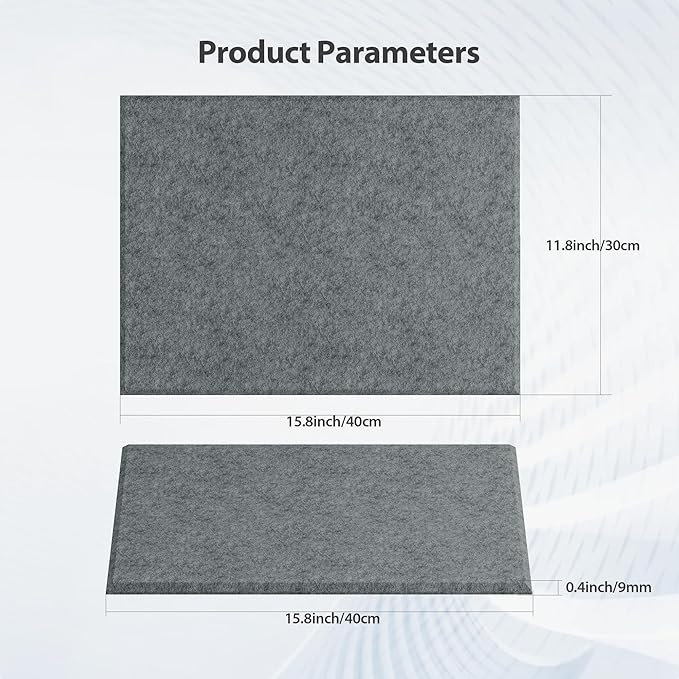 Amantech 12 Pack Acoustic Panels Self Adhesive Sound Proof Foam, High Density Sound Acoustic Panel, 16X12X0.4 Inch 4:3 Rectangle Panels in Home, Office, Reccording Room, Studio (Moonlight Grey)