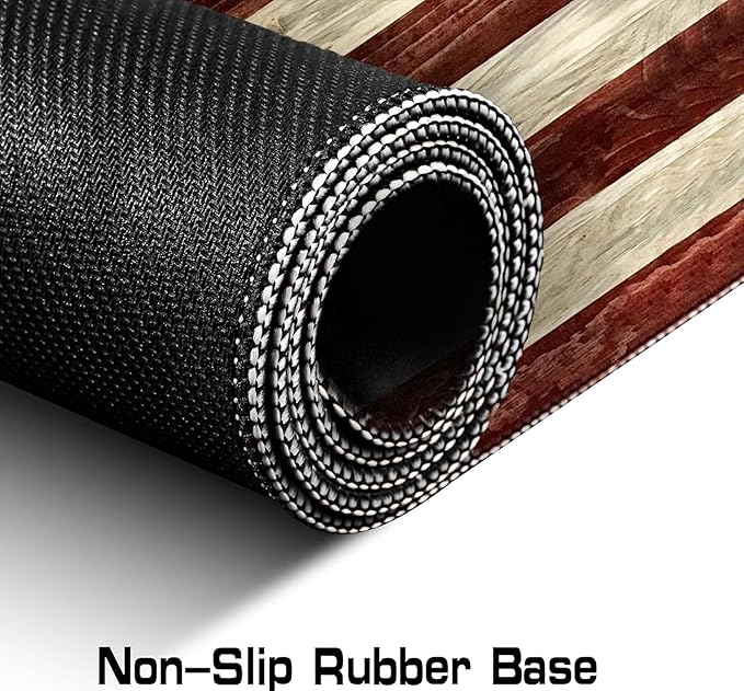 American Flag Wood Grain Computer Keyboard Pad, Cute Ladies' Office and Study Exclusive Full Table Extended Mouse Pad 35.4 x 15.7 Inches