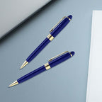 DISCOUNT PROMOS 10 Ultra Executive Pens Pack - Twist To Write, Gold Accent - Blue