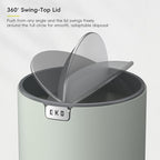 EKO Mini Desk Trash Can with Swing-Top Lid 0.4 Gallon Small Table Round Wastebasket for Office, Home, Car (Sage)
