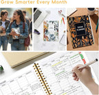 2026 Planner, A5 (6.3"x 8.5") Planner 2026 Jan-Dec, Monthly/Weekly/Daily Tabs with Contacts & Holidays, Hard Cover, Organizer for School and Business Supplies (Leaf)