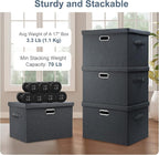 Graciadeco Large 17" 36 Quart Collapsible Stackable Storage Bins with Lids, 5 Packs Dark Gray Foldable Fabric Closet Storage Boxes with Lids Heavy-duty Linen Cube Baskets(17 x 12 x 11)